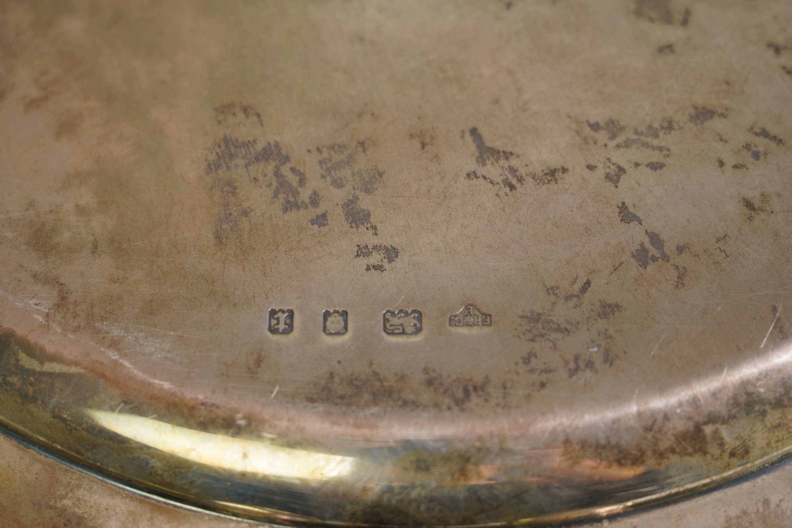 A George V Art Deco silver circular tea tray, by Fenton, Russell & Co Ltd